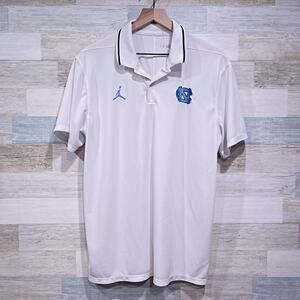 UNC North Carolina Tar Heels Tech Polo Shirt White Nike Air Jordan Mens Large